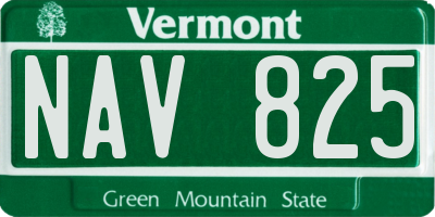 VT license plate NAV825