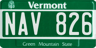 VT license plate NAV826