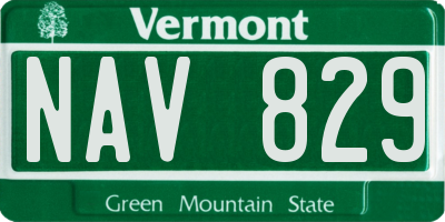 VT license plate NAV829