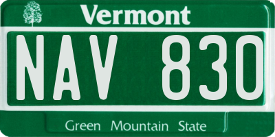 VT license plate NAV830