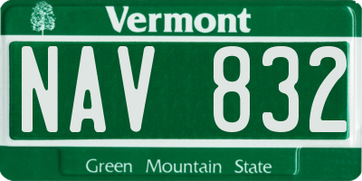 VT license plate NAV832