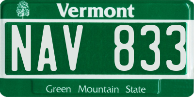VT license plate NAV833