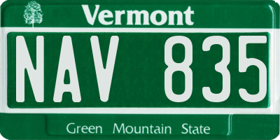 VT license plate NAV835