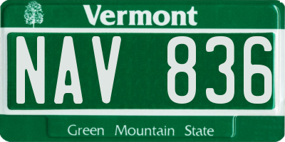 VT license plate NAV836