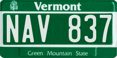 VT license plate NAV837