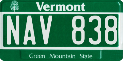 VT license plate NAV838