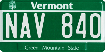 VT license plate NAV840