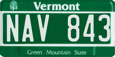 VT license plate NAV843