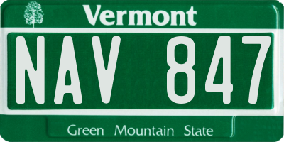 VT license plate NAV847