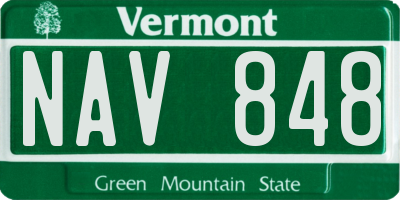 VT license plate NAV848
