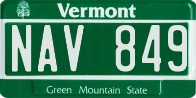 VT license plate NAV849