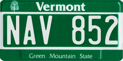 VT license plate NAV852