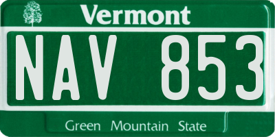 VT license plate NAV853