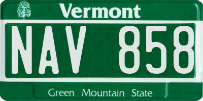 VT license plate NAV858