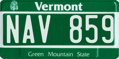 VT license plate NAV859