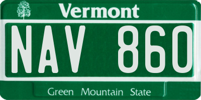 VT license plate NAV860