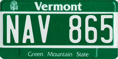 VT license plate NAV865