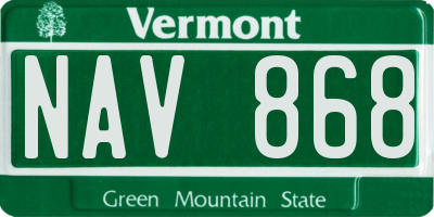 VT license plate NAV868