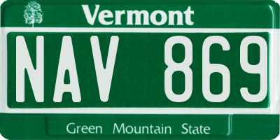 VT license plate NAV869