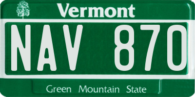 VT license plate NAV870