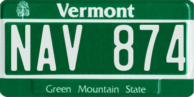 VT license plate NAV874