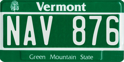 VT license plate NAV876