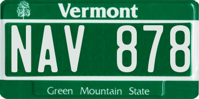 VT license plate NAV878