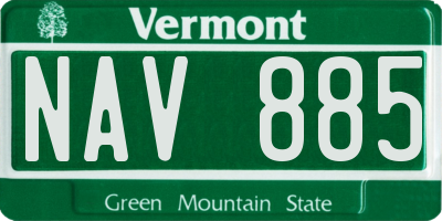 VT license plate NAV885