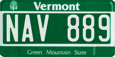 VT license plate NAV889