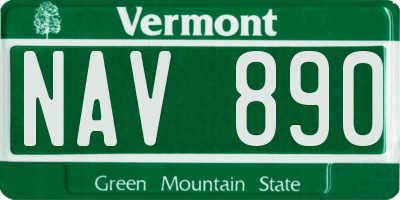 VT license plate NAV890