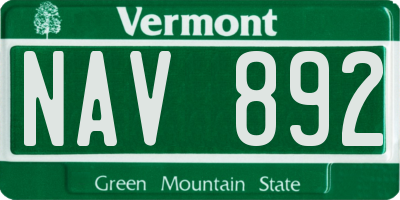 VT license plate NAV892