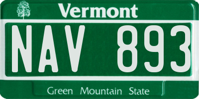 VT license plate NAV893