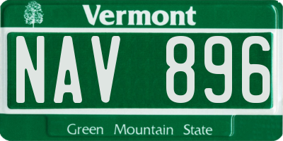 VT license plate NAV896