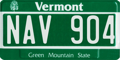 VT license plate NAV904