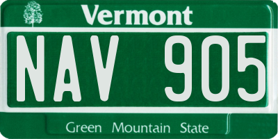 VT license plate NAV905
