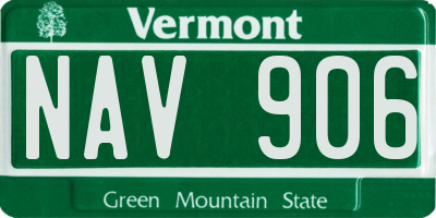 VT license plate NAV906