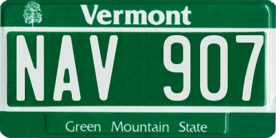VT license plate NAV907
