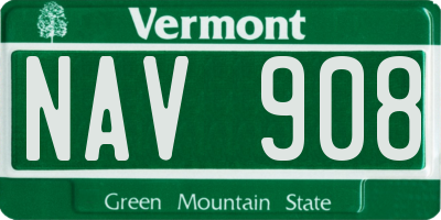VT license plate NAV908
