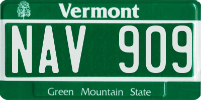VT license plate NAV909