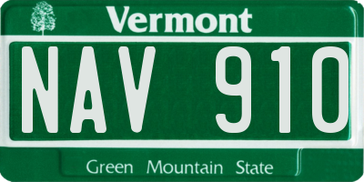 VT license plate NAV910