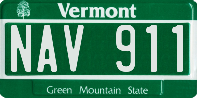 VT license plate NAV911