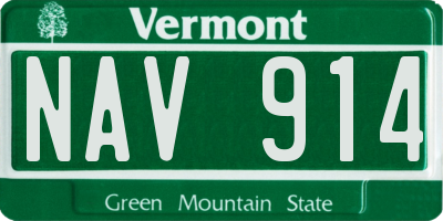 VT license plate NAV914