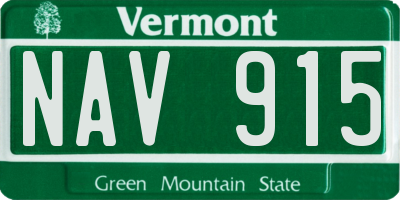 VT license plate NAV915