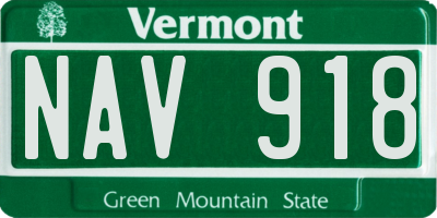 VT license plate NAV918