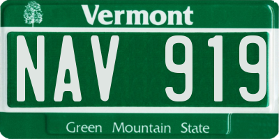 VT license plate NAV919