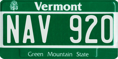 VT license plate NAV920