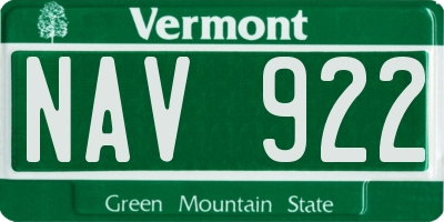 VT license plate NAV922