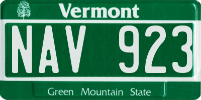 VT license plate NAV923