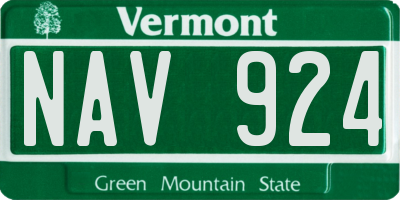 VT license plate NAV924