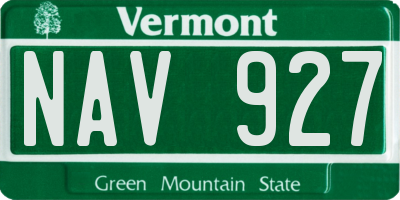 VT license plate NAV927